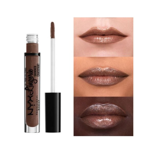 NYX Lip Lingerie Shimmer - Maison Medium Nude Lip Gloss - Picture 1 of 5